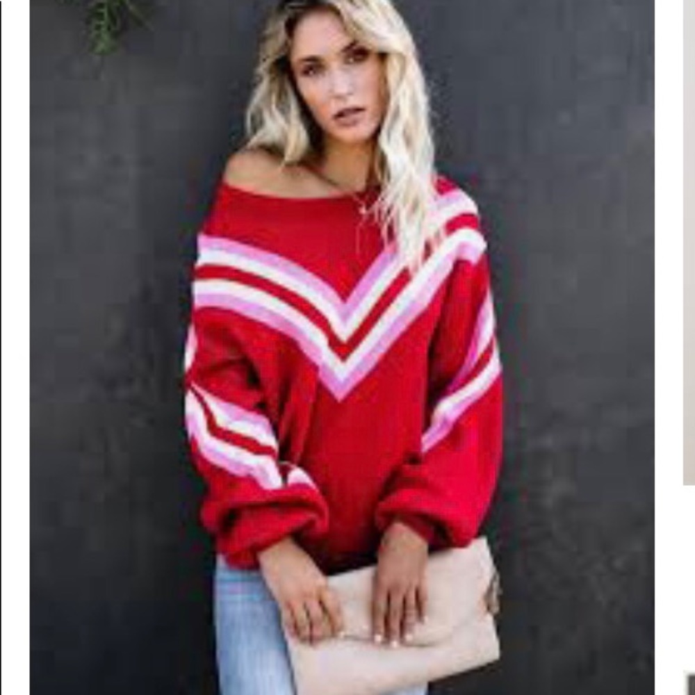 Vici Red Chevron Sweater